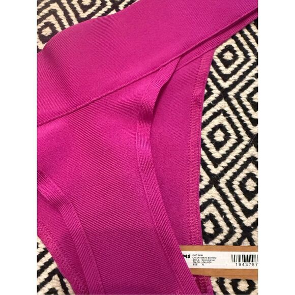 Skims Lollipop Ribbed Knit Elastic Waist Swim Cheeky Pull Bikini Bottom XL NWT - Picture 5 of 5
